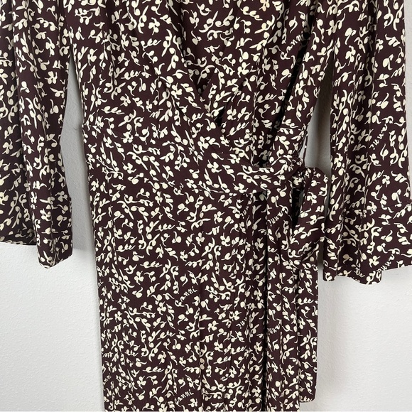 Ganni Printed Crepe Wrap Dress Decadent Chocolate - Picture 5 of 12
